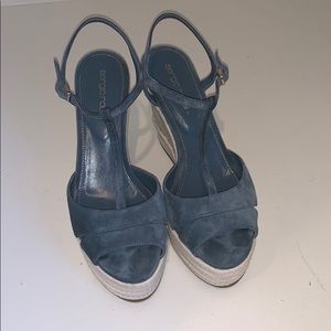 Sergio Rossi Suede Platform Espadrille Sandals